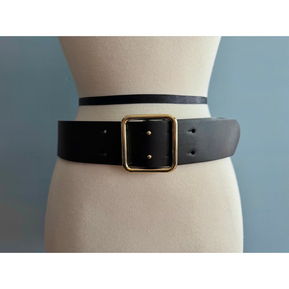 TARGET Wide Black Faux Leather Waist Belt sz S